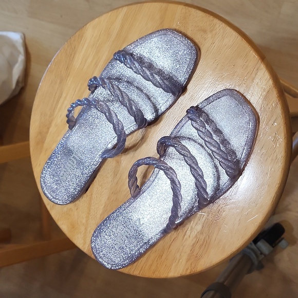 SCHUTZ Shoes - Schultz Sparkly Pool Sandals Cassia Jelly Flats